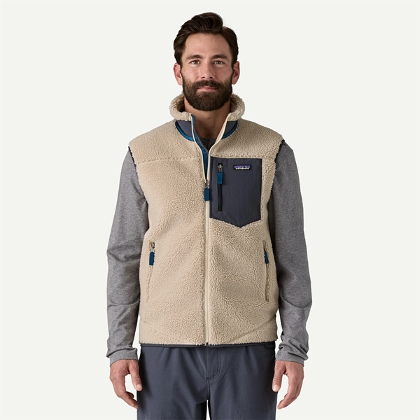 Patagonia Mens Classic Retro-X Vest - Natural w/Smolder Blue